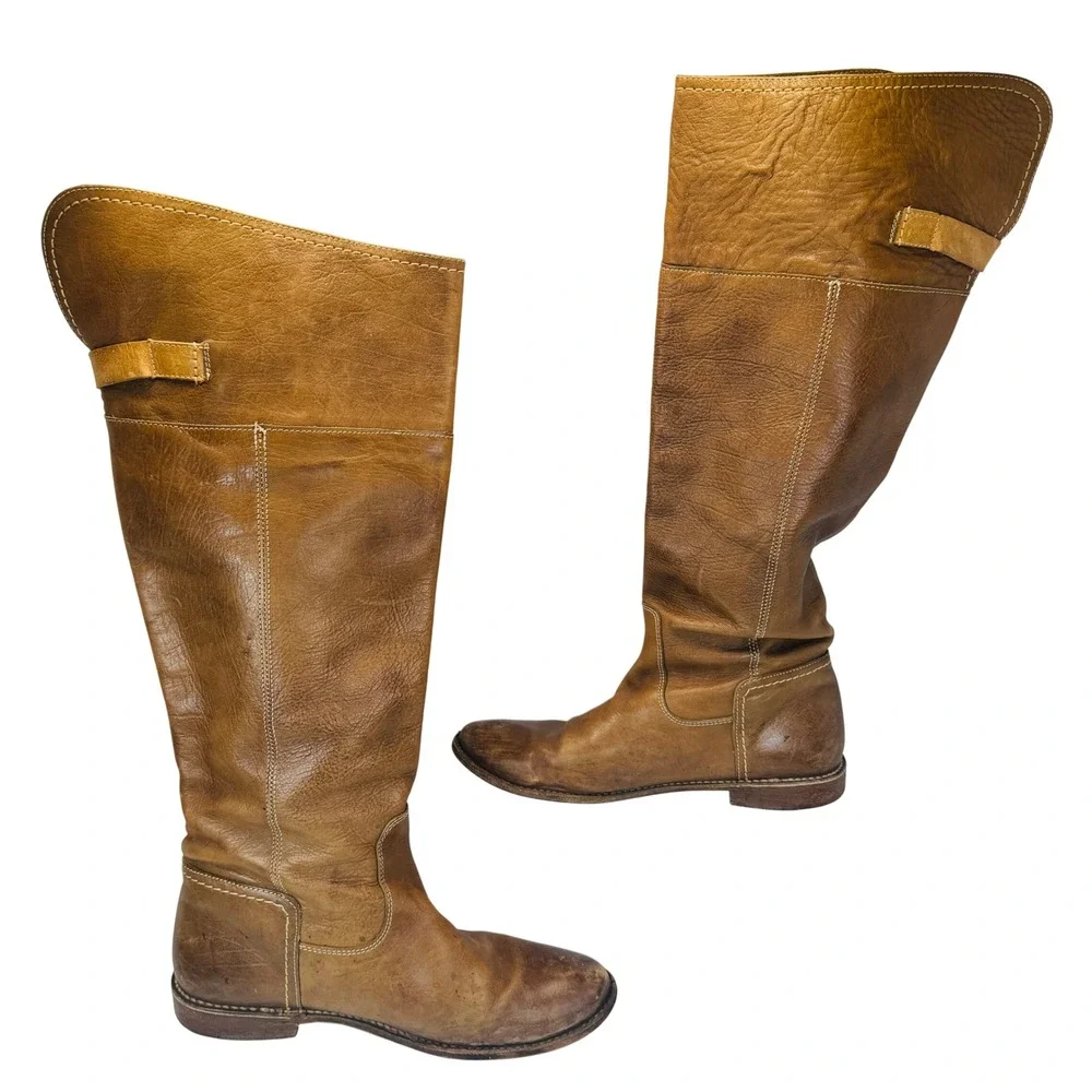 Frye Paige‎ Tall Riding Boots Women's 9.5B Tan Leather Classic Equestrian Chic